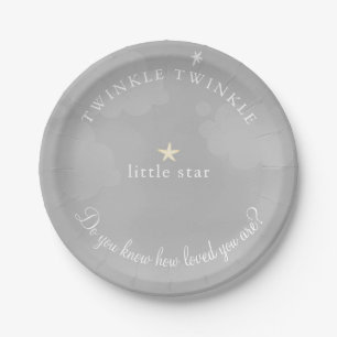 Twinkle Little Star Gray Baby Dusche Pappteller