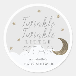 Twinkle Little Star Gray Baby Dusche Runder Aufkleber