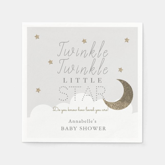 Twinkle Little Star Gray Baby Duschpapier Serviette (Vorderseite)