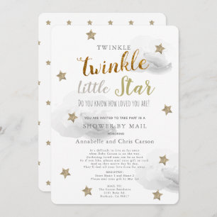 Twinkle Little Star Gray Cloud Baby Dusche per Mai Einladung