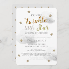 Twinkle Little Star Gray Drive-by Baby Shower Einladung