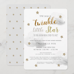 Twinkle Little Star Gray Drive-by Baby Shower Einladung