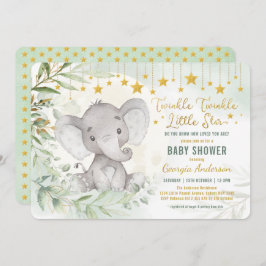 Twinkle Little Star Greenerie Elephant Babydusche Einladung