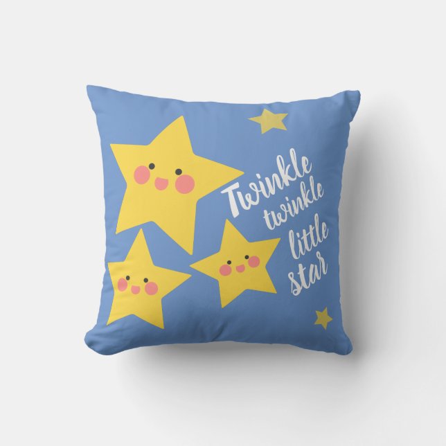 Twinkle Little Star Happy Yellow Stars Kissen (Vorderseite)