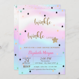 Twinkle Little Star Holographic Baby Shower Einladung