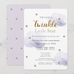 Twinkle Little Star Lavender Baby Dusche Einladung