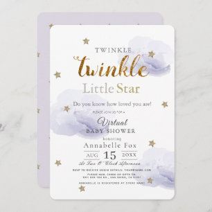 Twinkle Little Star Lavender Virtual Baby Dusche Einladung
