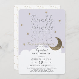 Twinkle Little Star Lilac Virtual Baby Dusche Einladung