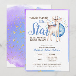 Twinkle Little Star Little Deer Blue Einladung