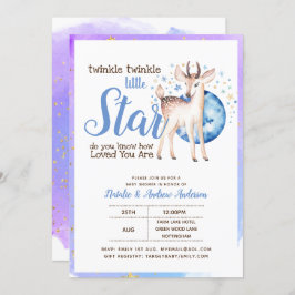 Twinkle Little Star Little Deer Blue Einladung