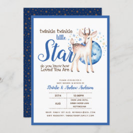 Twinkle Little Star Little Deer Blue Einladung