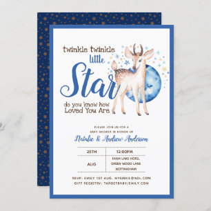 Twinkle Little Star Little Deer Blue Einladung