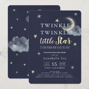 Twinkle Little Star Midnight Blue Baby Dusche Einladung