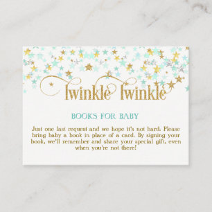 Twinkle Little Star Mint Gold Book Request Card Begleitkarte