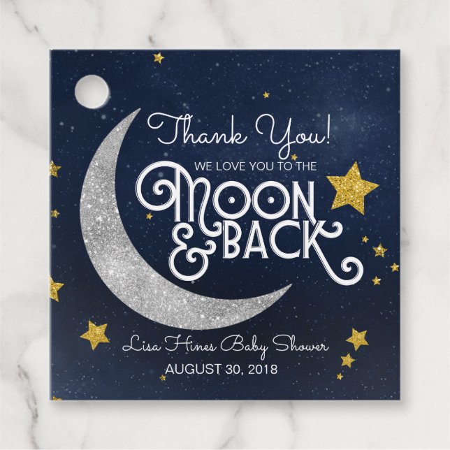 Twinkle Little Star Moon & Back Vielen Dank Geschenkanhänger (Vorderseite)