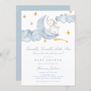 Twinkle Little Star Moon Blue Boy Baby Dusche Einladung