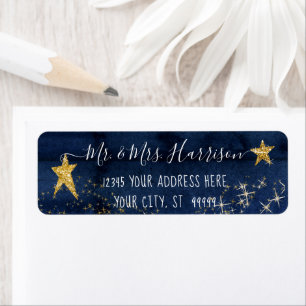 Twinkle Little Star Navy Blue Gold Rücksendeadres