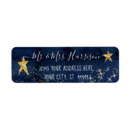 Twinkle Little Star Navy Blue Gold Rücksendeadress