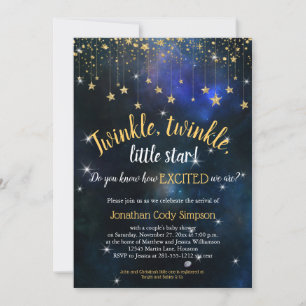 Twinkle Little Star Navy Gold Baby Dusche Digital Einladung