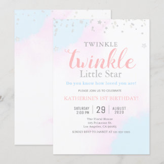Twinkle Little Star Neutral Girl & Boy Geburtstag Einladung