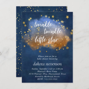 Twinkle Little Star Neutrales blaues Kupfer und Einladung
