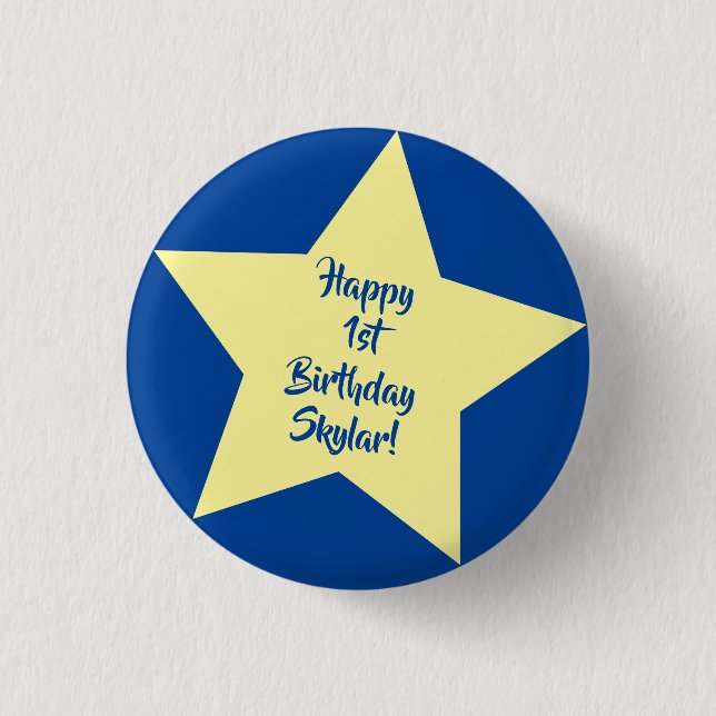 Twinkle Little Star Niedlich 1. Geburtstag Party T Button (Vorderseite)
