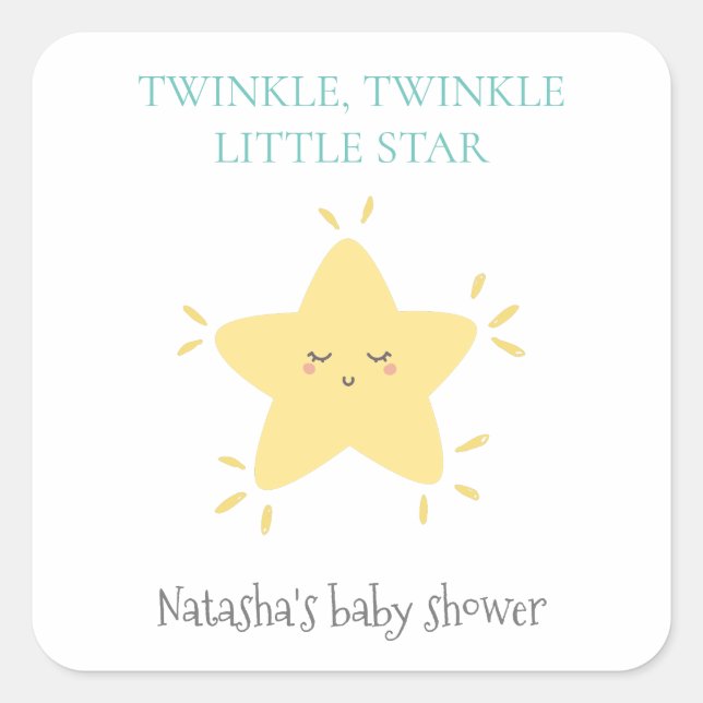 Twinkle Little Star Niedliches Kinderzimmer Rhyme  Quadratischer Aufkleber (Vorderseite)