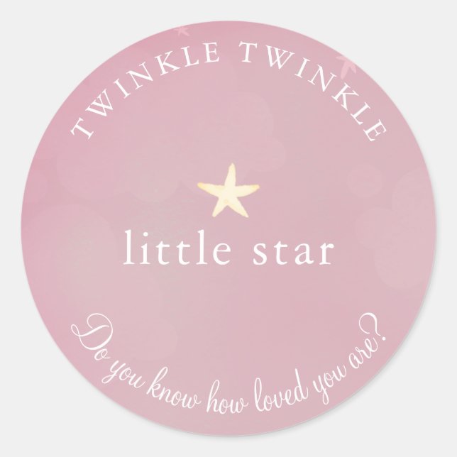 Twinkle Little Star Pink Baby Dusche Runder Aufkleber (Vorderseite)