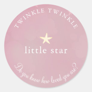 Twinkle Little Star Pink Baby Dusche Runder Aufkleber