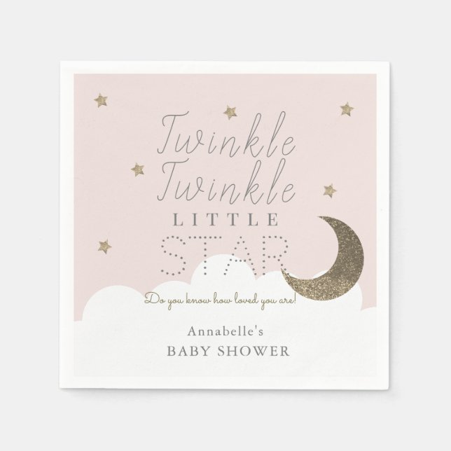 Twinkle Little Star Pink Babydusche Papier Serviette (Vorderseite)
