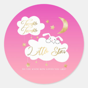 Twinkle Little Star Pink Bunny Baby Duft Runder Aufkleber
