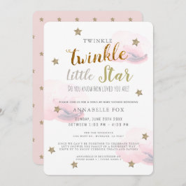 Twinkle Little Star Pink Girl Drive-by Baby Shower Einladung