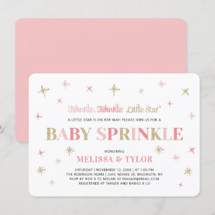Twinkle Little Star Pink & Gold Baby Sprinkle Einladung