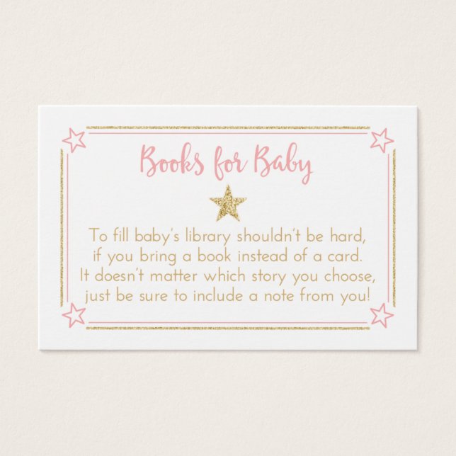 Twinkle Little Star Pink Gold Book Request Cards (Vorderseite)