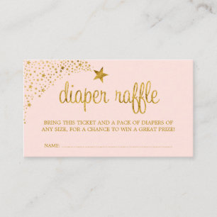Twinkle Little Star Pink Gold Diaper Raffel Ticket Begleitkarte