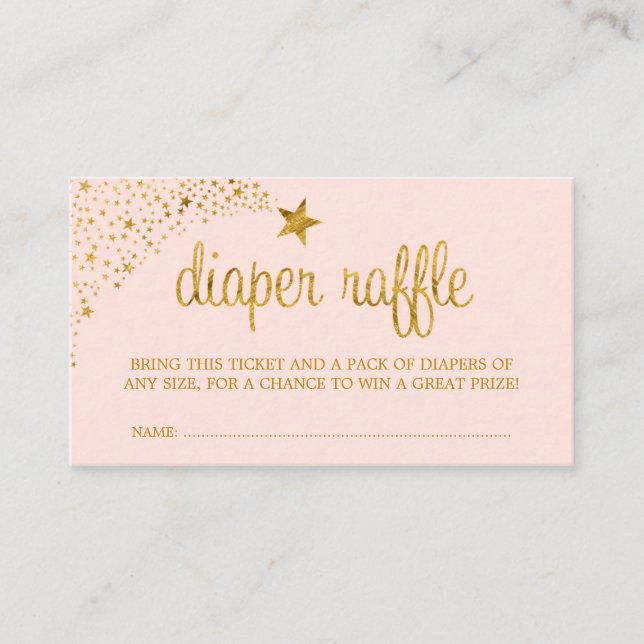 Twinkle Little Star Pink Gold Diaper Raffel Ticket Begleitkarte (Vorderseite)