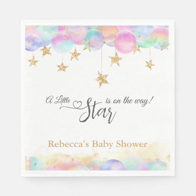 Twinkle Little Star Rainbow Bubbles Baby Dusche Serviette (Vorderseite)