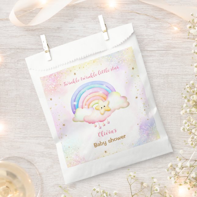 Twinkle Little Star Rainbow Girl Baby Shower Geschenktütchen (Ausgeschnitten)