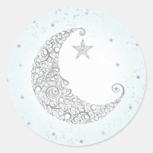 Twinkle Little Star Silver Moon Sticker Blau