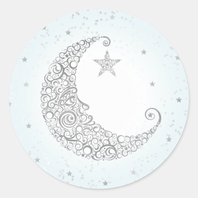 Twinkle Little Star Silver Moon Sticker Blau (Vorderseite)