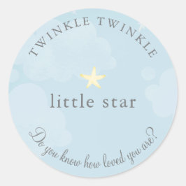 Twinkle Little Star Sky Blue Baby Dusche Runder Aufkleber