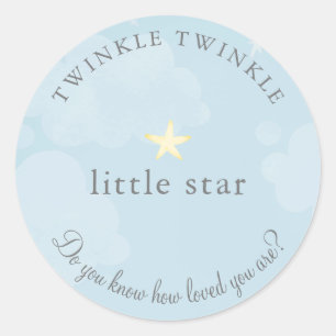 Twinkle Little Star Sky Blue Baby Dusche Runder Aufkleber