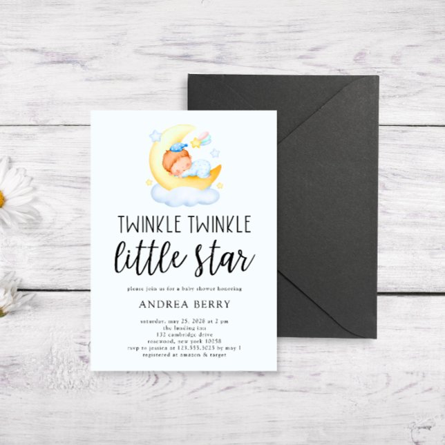 Twinkle Little Star Sleeping Baby Dusche Einladung (Von Creator hochgeladen)