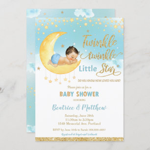 Twinkle Little Star Sleeping Baby Shower Boy  Einladung