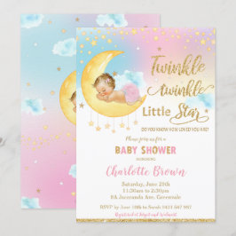 Twinkle Little Star Sleeping Baby Shower Girl Inv Einladung