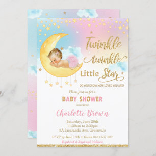 Twinkle Little Star Sleeping Baby Shower Girl Inv Einladung
