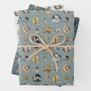 Twinkle Little Star Sleepy Niedlicher Tiere Muster Geschenkpapier Set