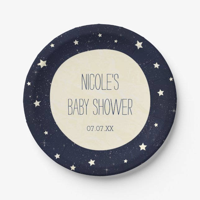 Twinkle Little Star Starry Sky Baby Dusche Pappteller (Vorderseite)