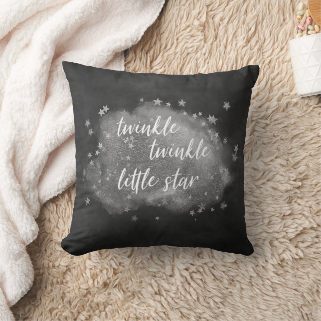 Twinkle Little Star | Steinkohle Grau und Silber Kissen (Decke)