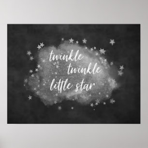 Twinkle Little Star   Steinkohle Grau und Silber Poster